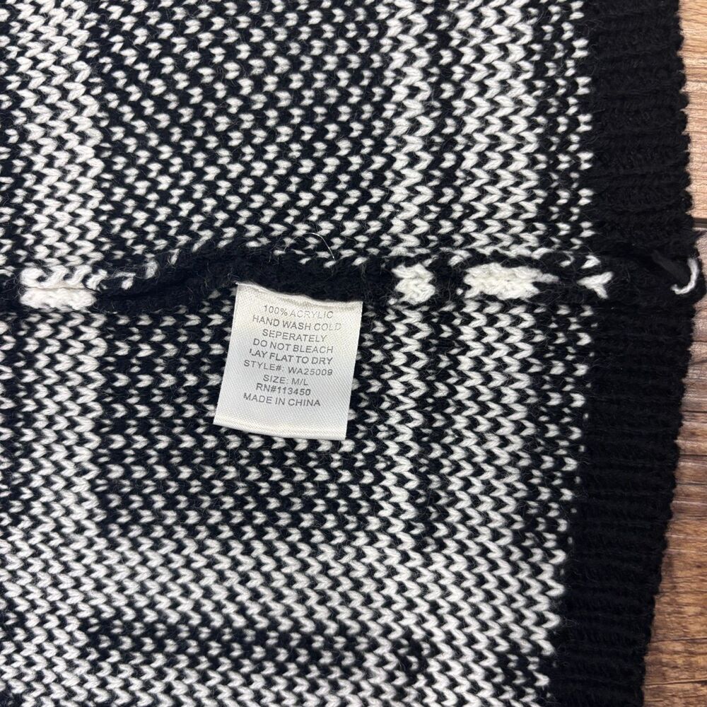 Lulumari Black White Stripe Plaid Open Cardigan Size M/L Elevated Basics Casual - Picture 4 of 7